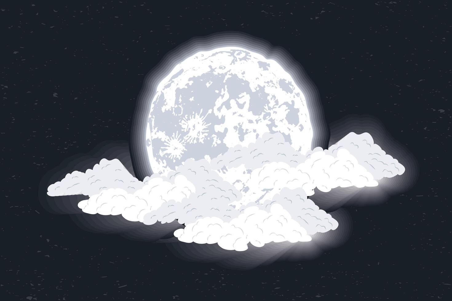 fase de luna llena y nubes vector