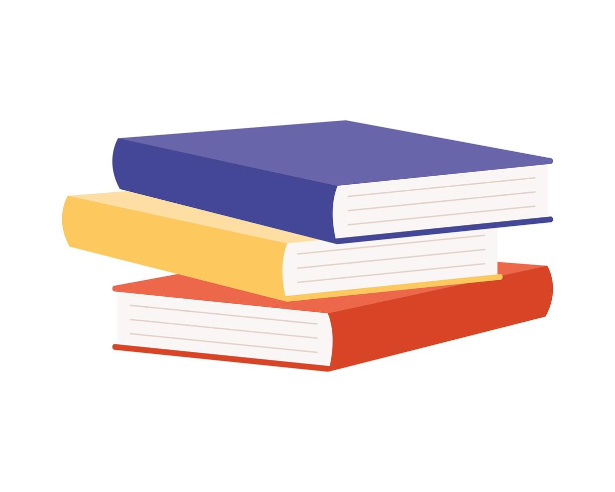 pile text books colors set icons vector