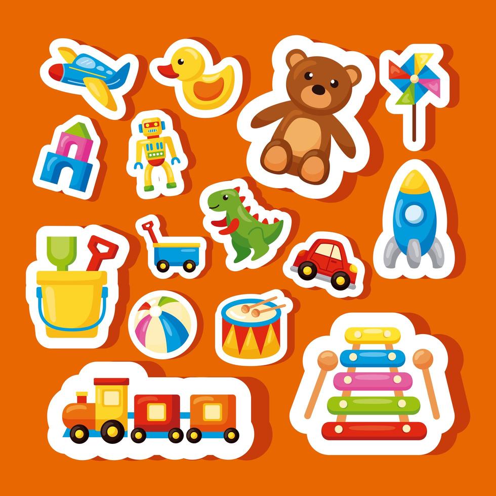 fifteen kids toys vector