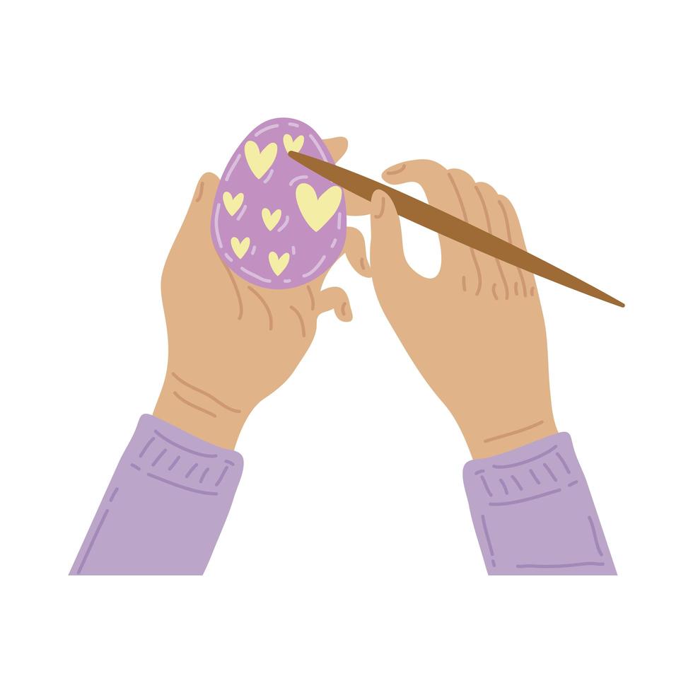 happy easter celebration hands painted egg vector