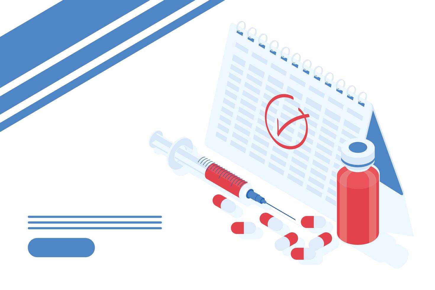 calendar with syringe vaccine and vial isometric icon vector