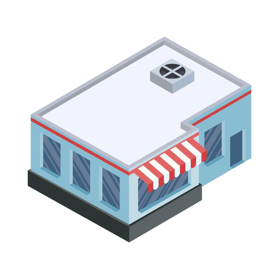 isometric supermarket building vector