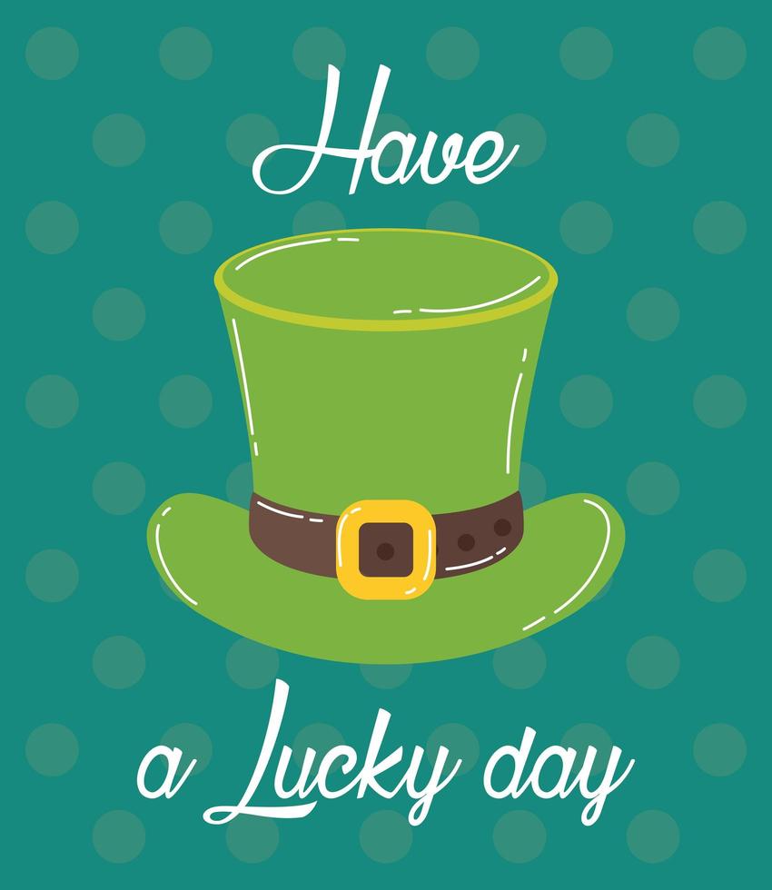 leprechaun tophat st patricks day with lettering vector