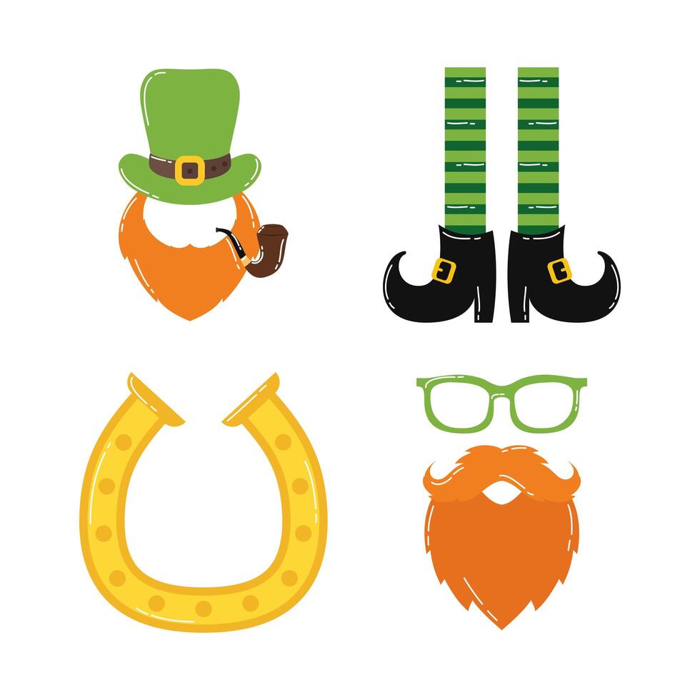 paquete de cuatro iconos del día de san patricio vector