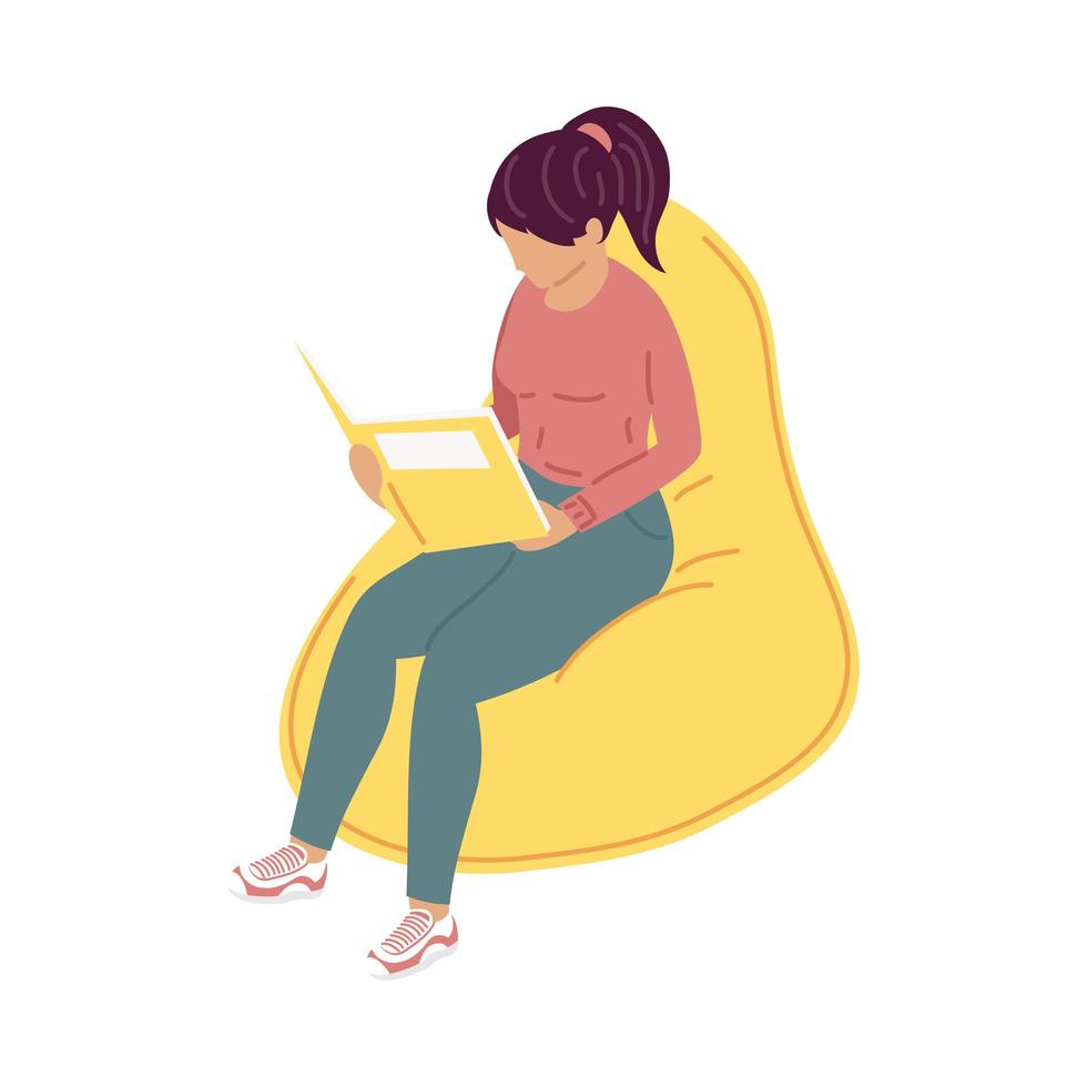woman reading book in sofa ,book day celebration vector