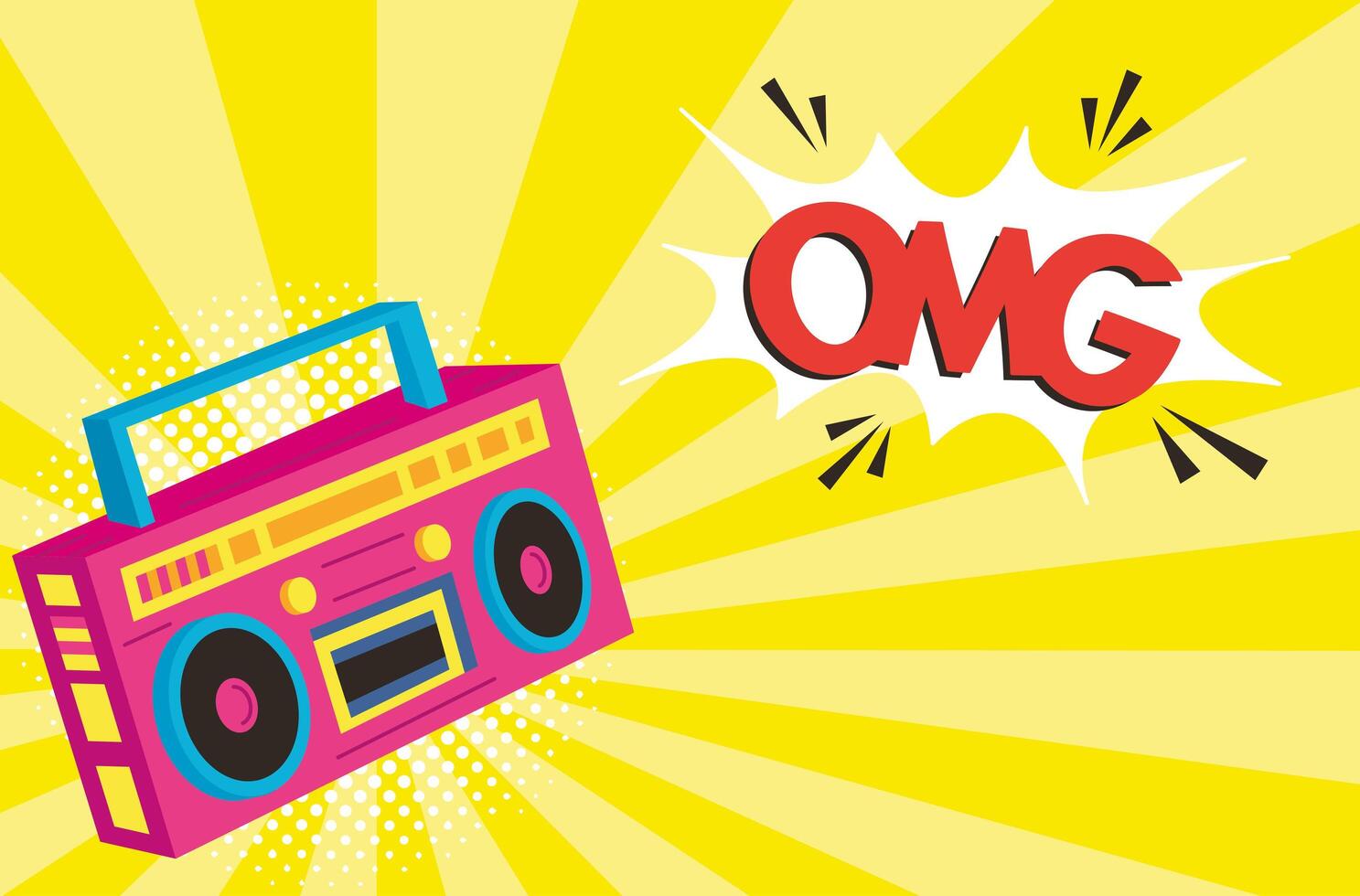 boom box radio patch vector