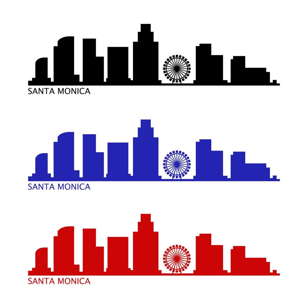 Santa monica skyline on white background vector