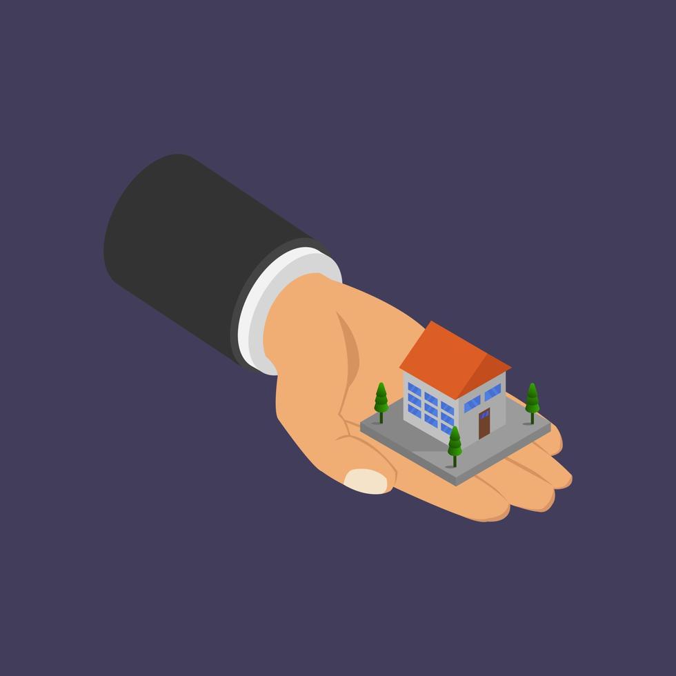 House in hand isometric vector