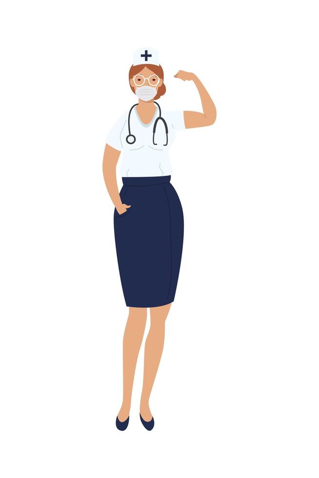 nurse wearing hat vector