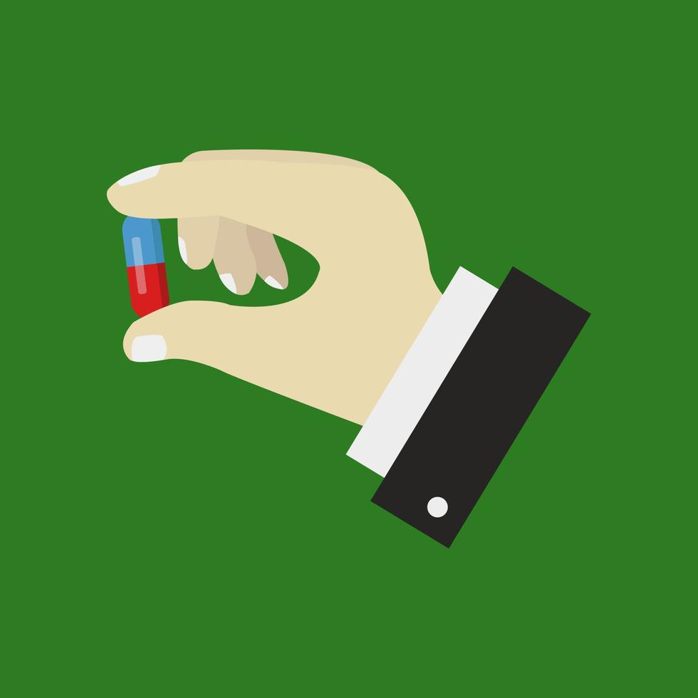 Pill in hand vector