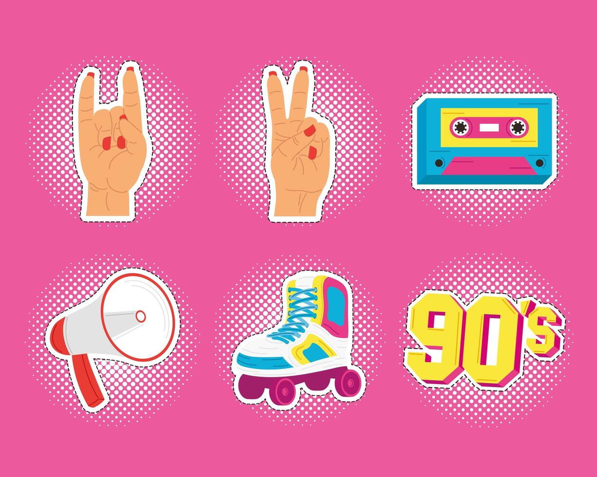 six eighties patches vector