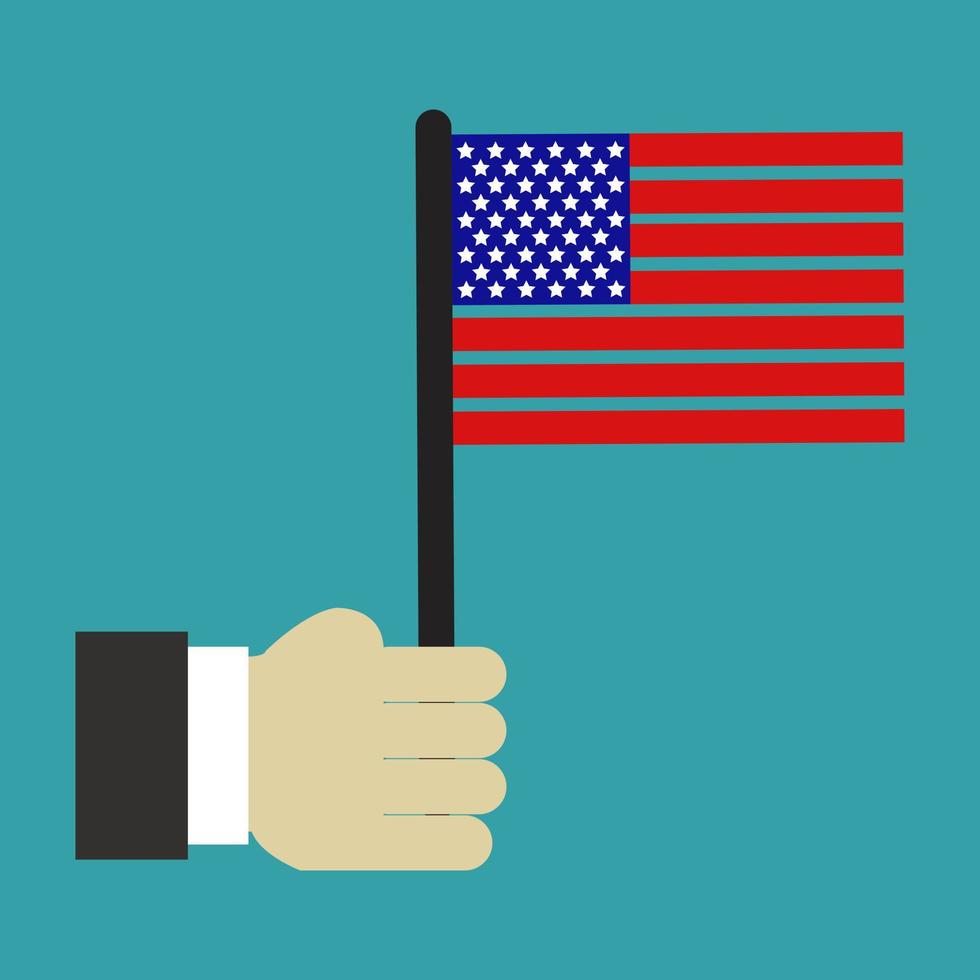 bandera de estados unidos en la mano vector