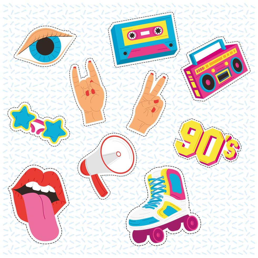 ten nineties patches vector