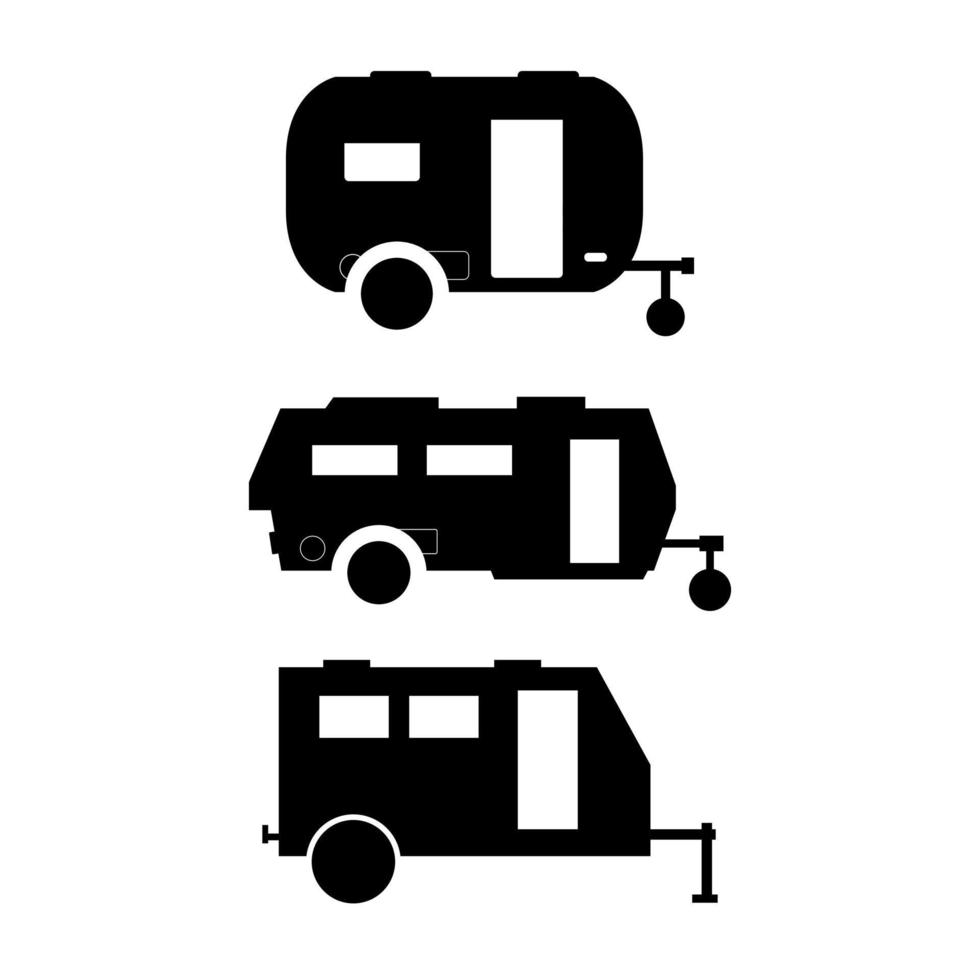 Conjunto de autocaravanas sobre fondo blanco. vector