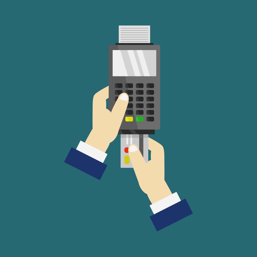 Pos terminal in hand vector