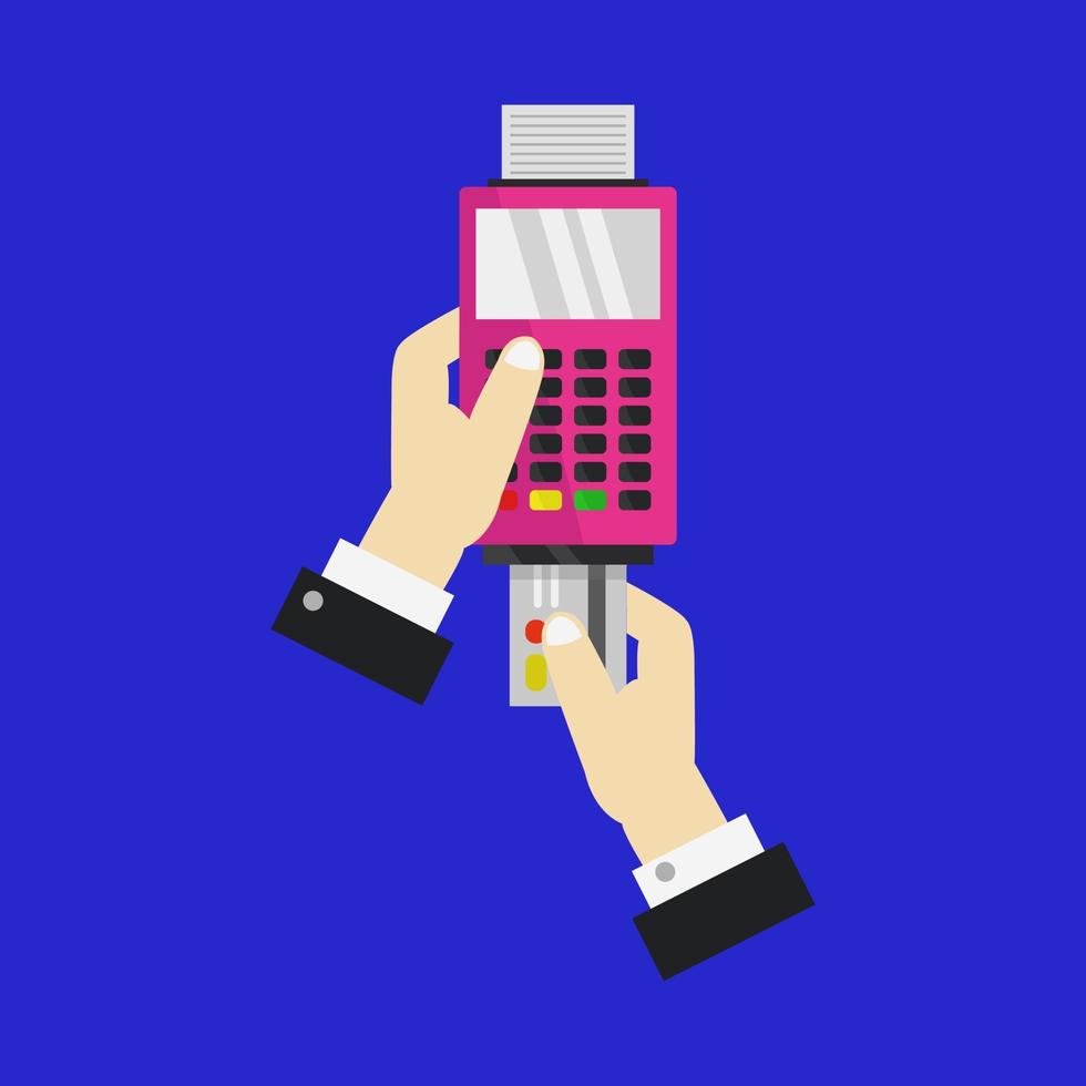 Pos terminal in hand vector