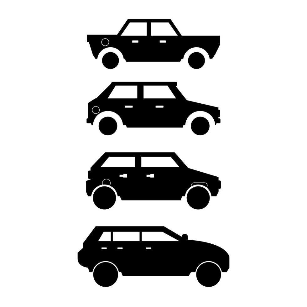 conjunto de coche sobre fondo blanco vector