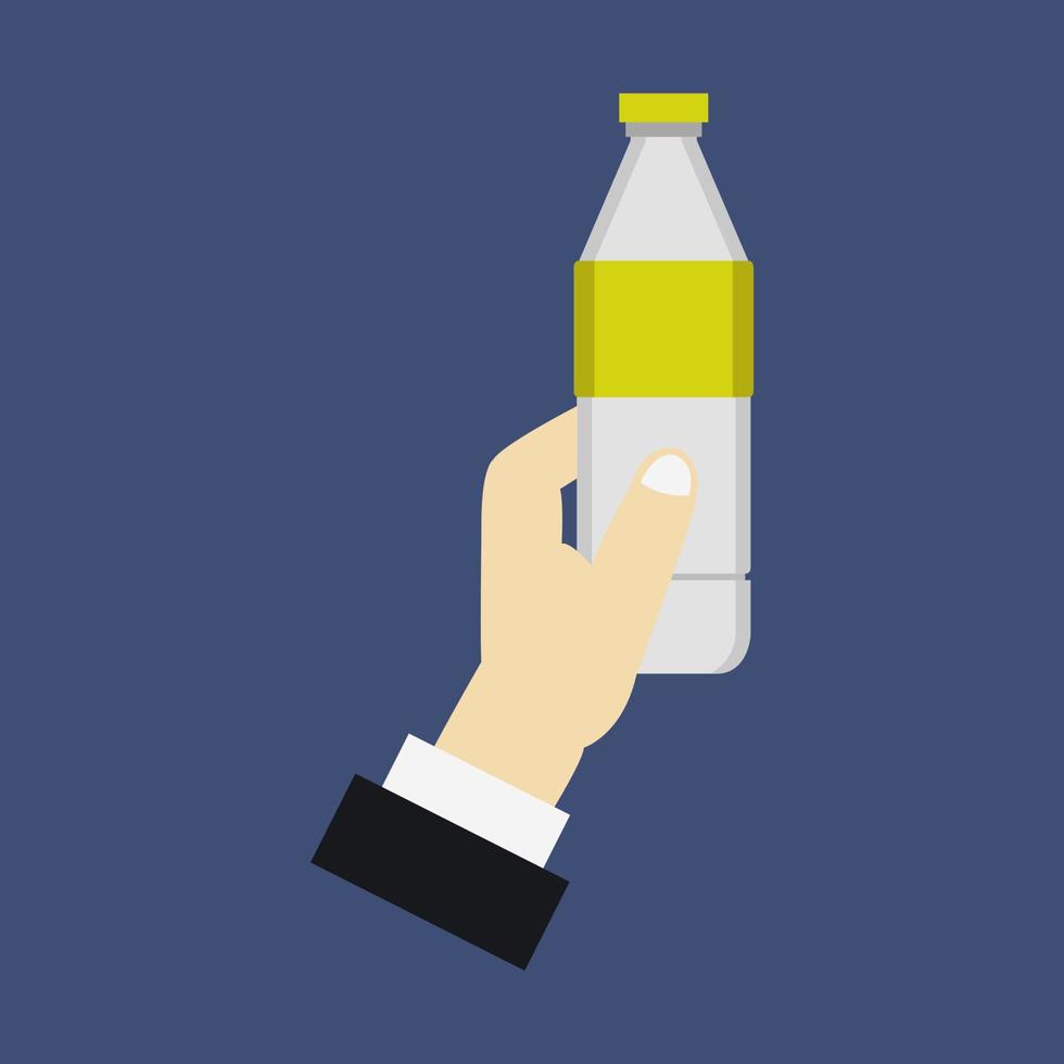 Water bottle in hand vector