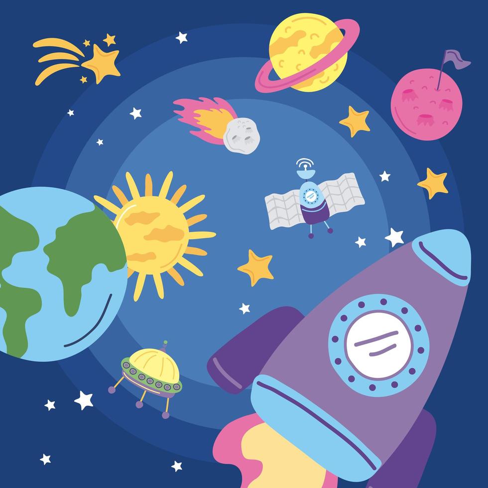 cute space icons vector