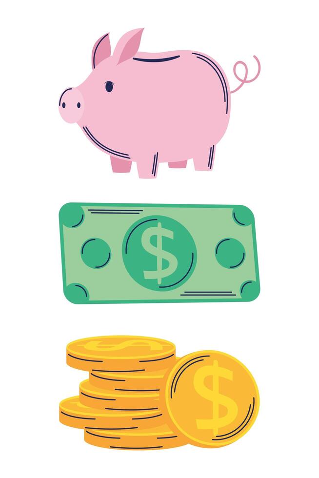 savings set icons vector