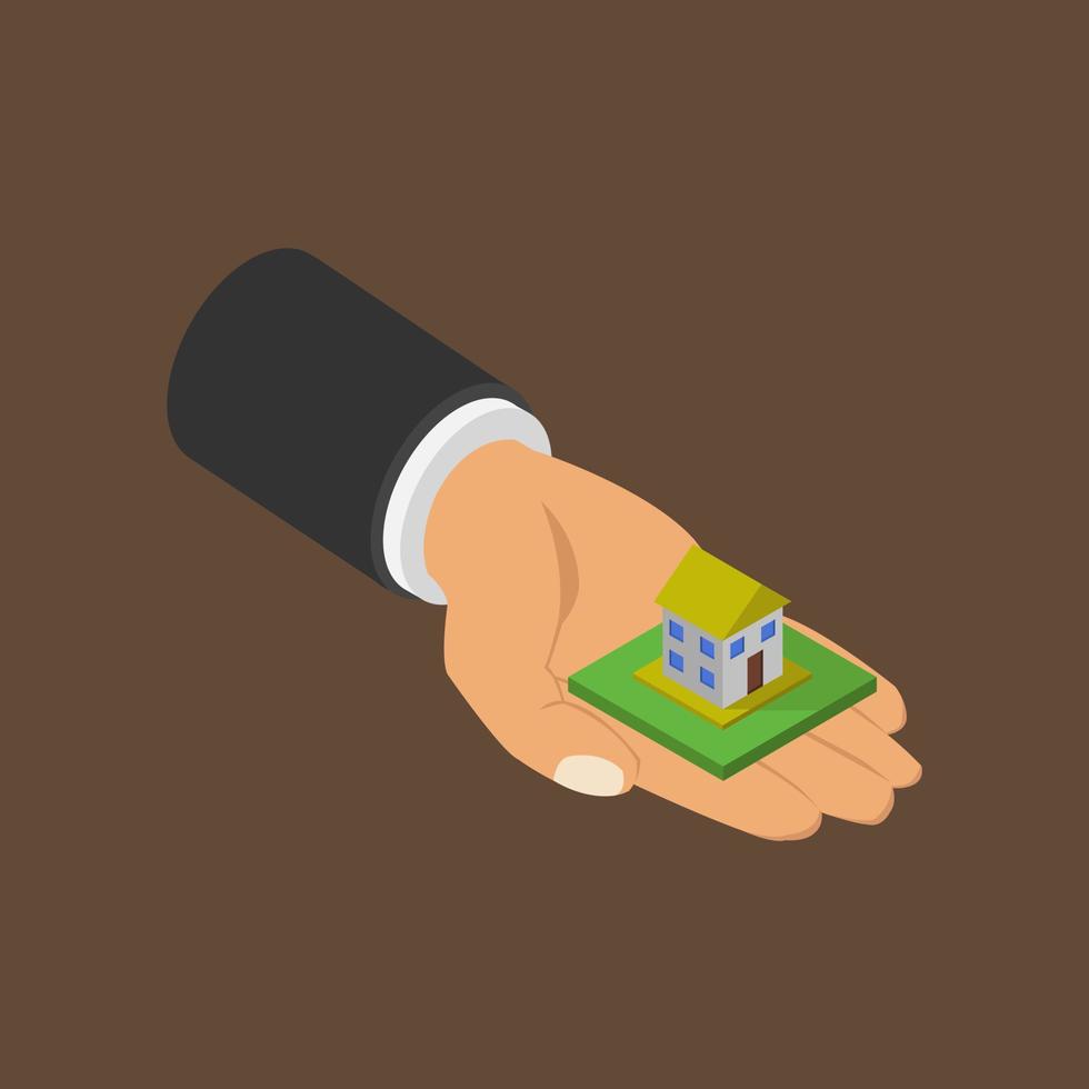 House in hand isometric vector