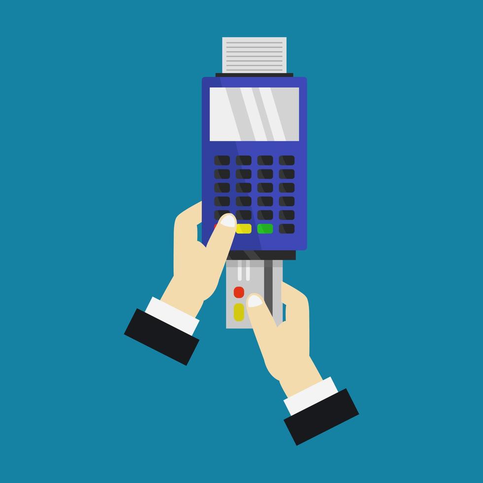 Pos terminal in hand vector