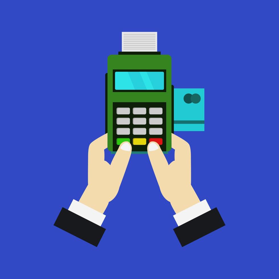 Pos terminal in hand vector