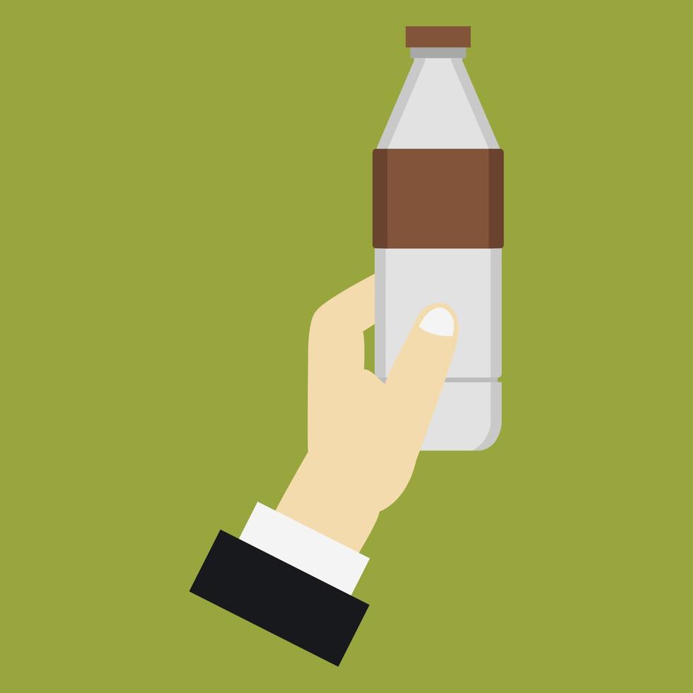 Water bottle in hand vector