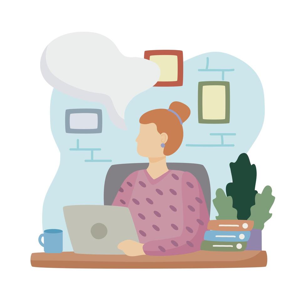 man dreaming in the workplace with laptop character vector