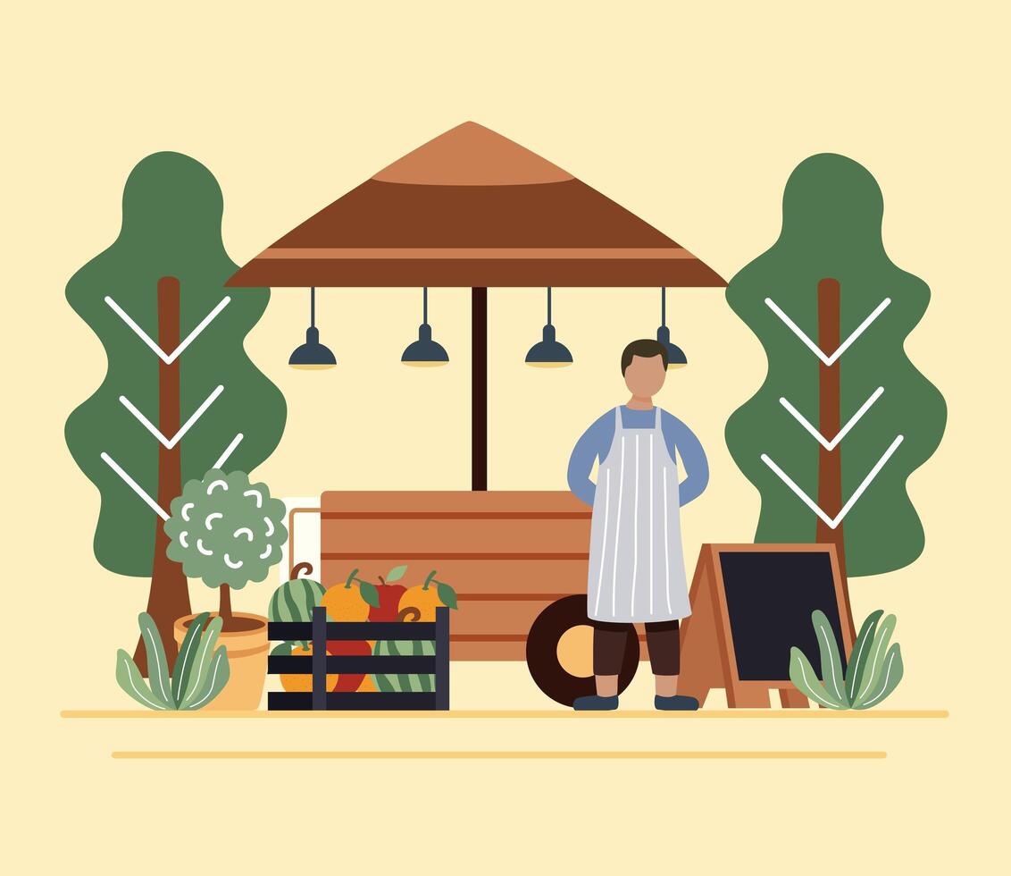 kiosk store scene vector