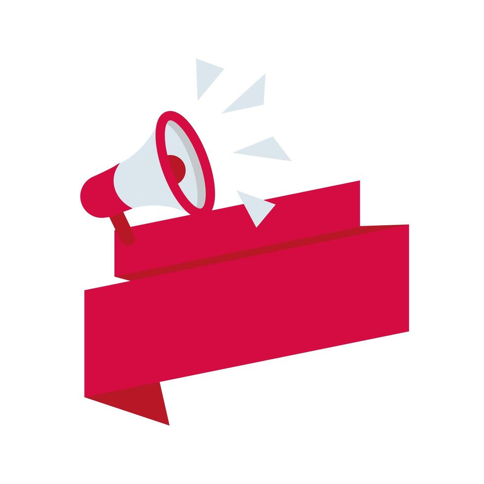 megaphone with pink ribbon label icon vector