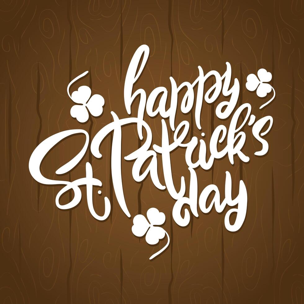 happy saint patricks day lettering in wooden background vector