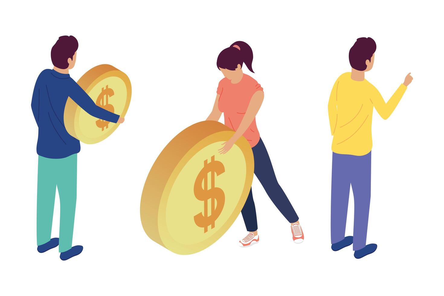 people with coins vector