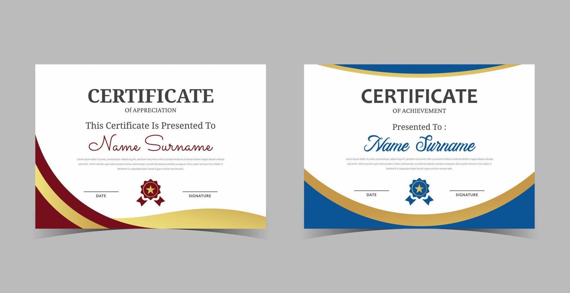 Certificate of Appreciation template, certificate of achievement, awards diploma template vector