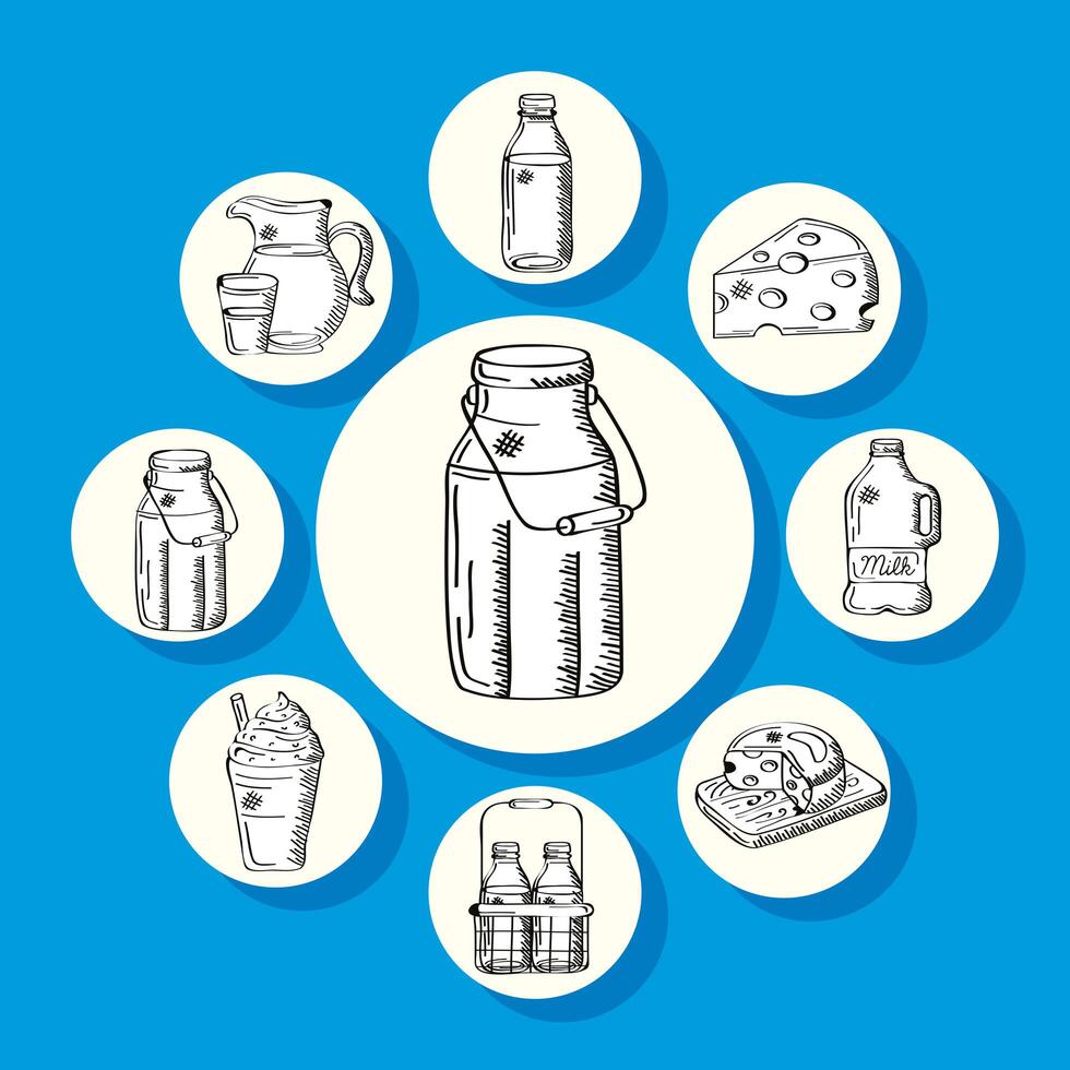 dairy products around vector