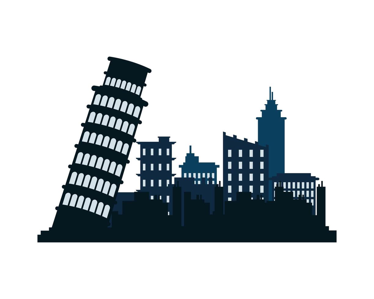 pisa city architecture silhouette icon vector