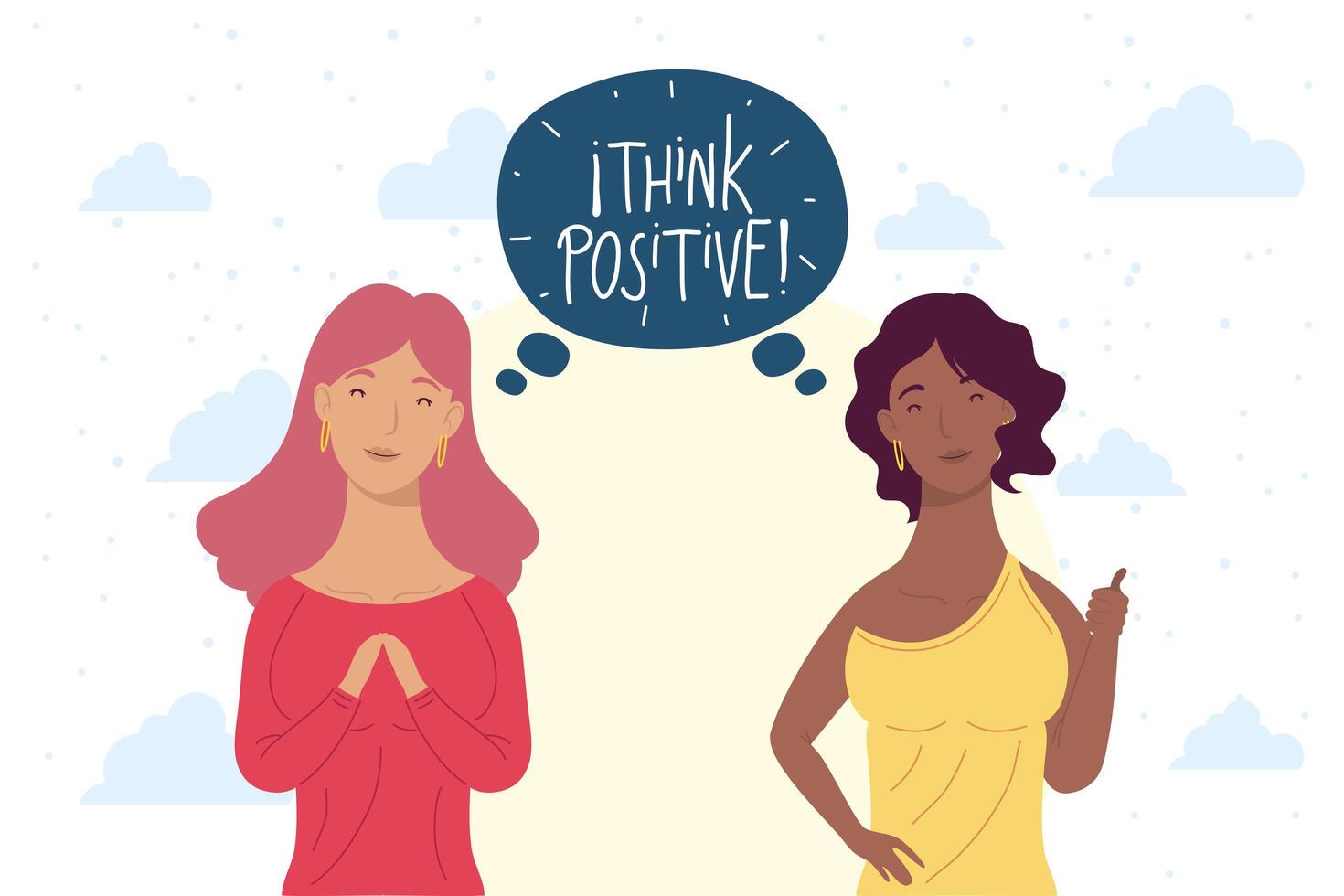 think positive girls vector