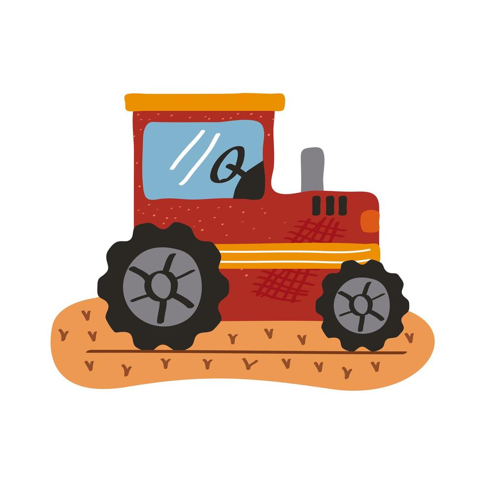 tractor farm vehicle scene icon vector