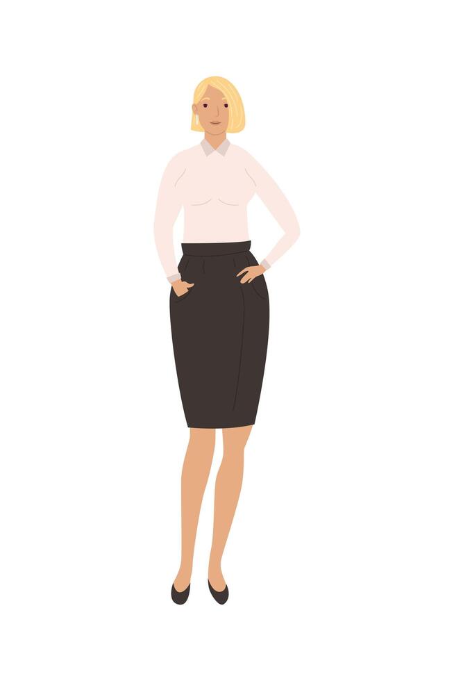 Rubia joven empresaria permanente personaje avatar vector