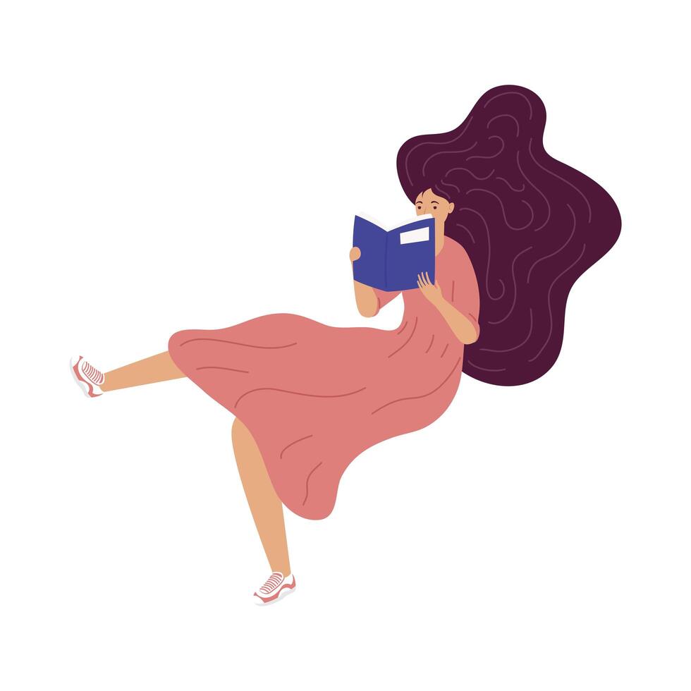 woman reading book ,book day celebration vector