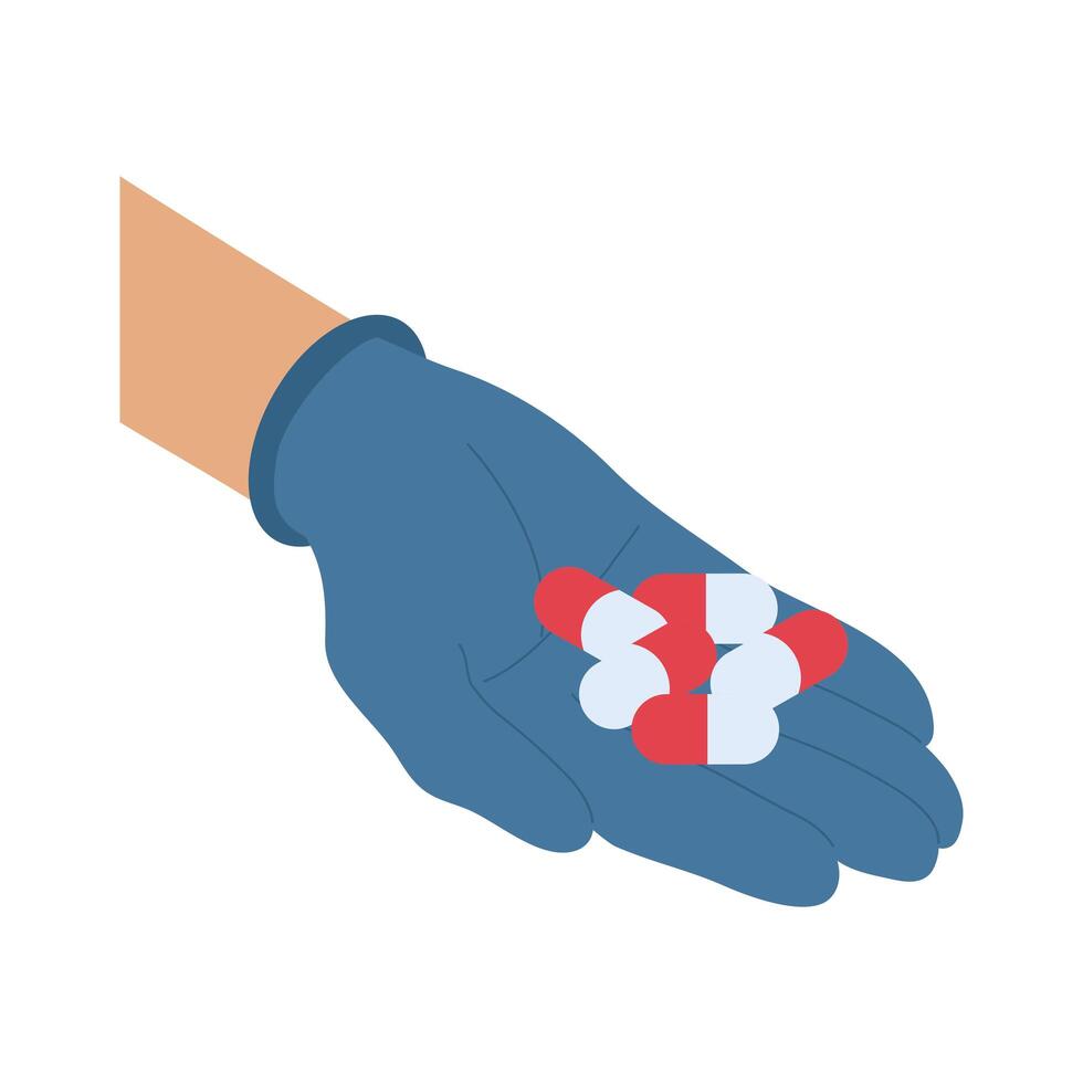 hand lifting capsules drugs isometric icon vector