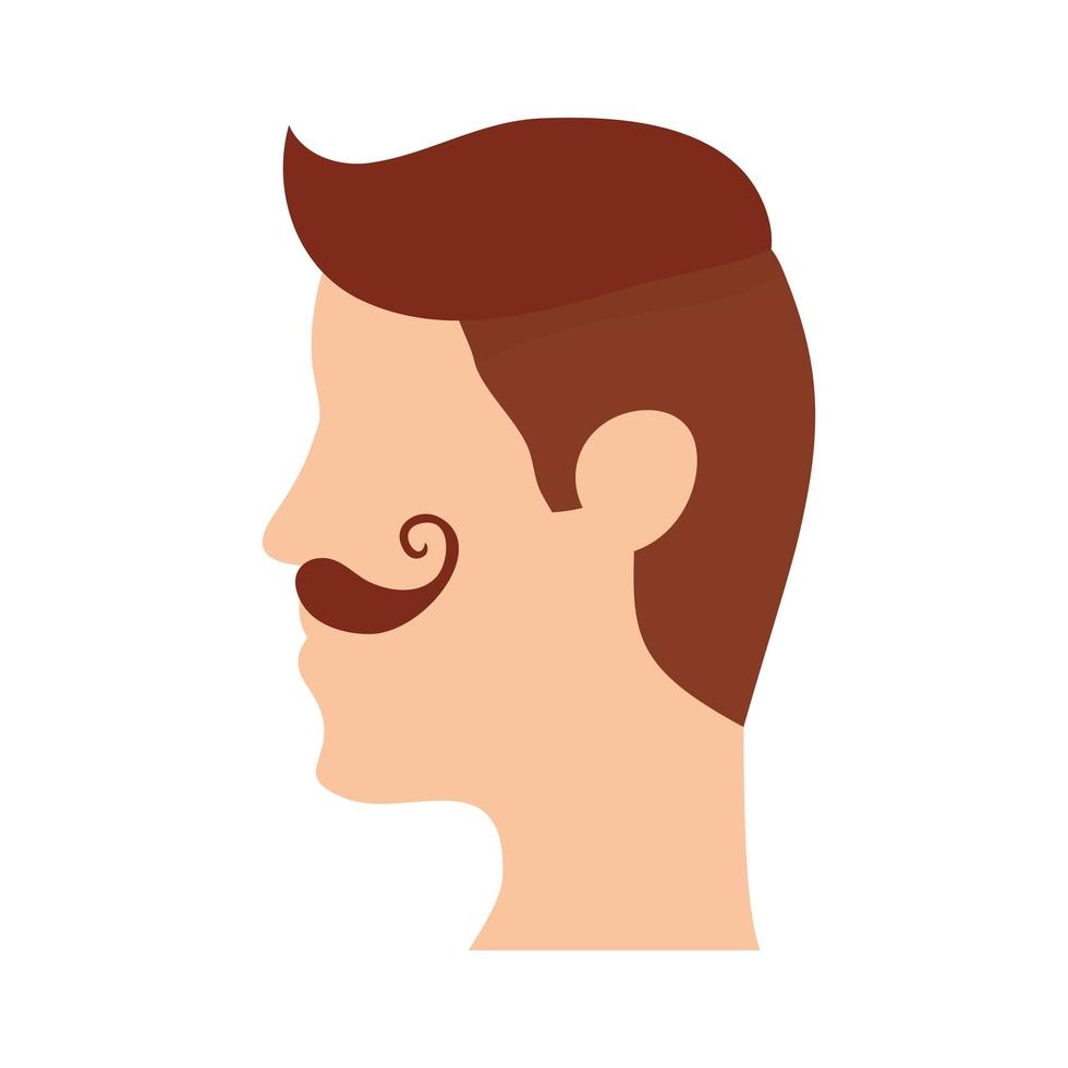 man with mustache head character vector
