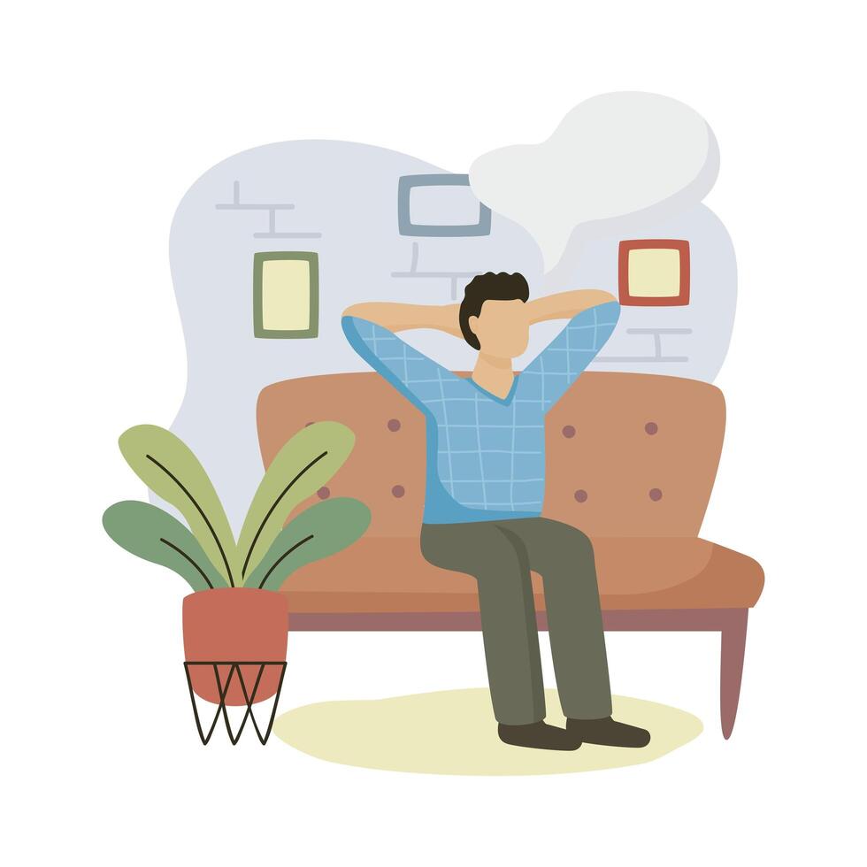 man dreaming in the sofa character vector