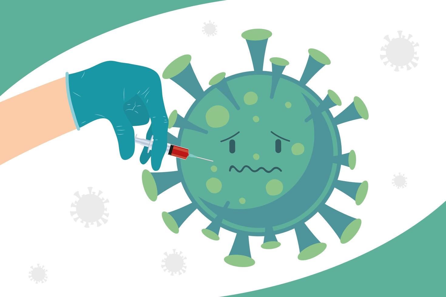 doctor hand vaccinating covid19 virus particle vector