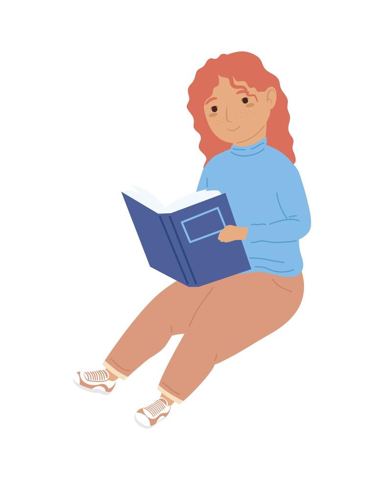 girl reading book vector