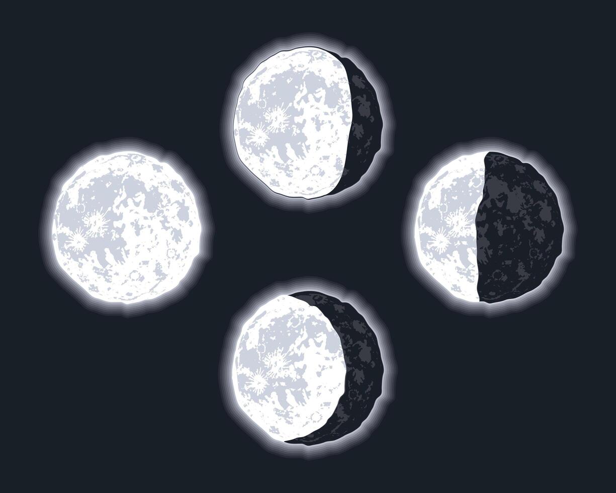 cuatro fases lunares vector