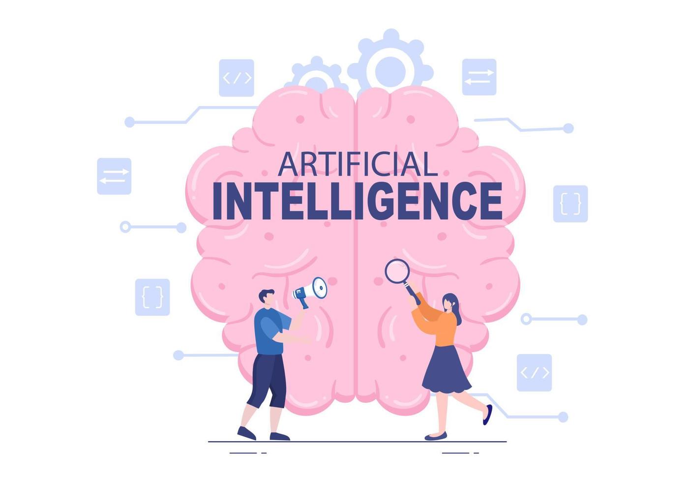 concepto de ingeniería y tecnología de cerebro digital de inteligencia artificial con datos de programador o sistemas que se pueden configurar en un contexto científico. ilustración vectorial vector