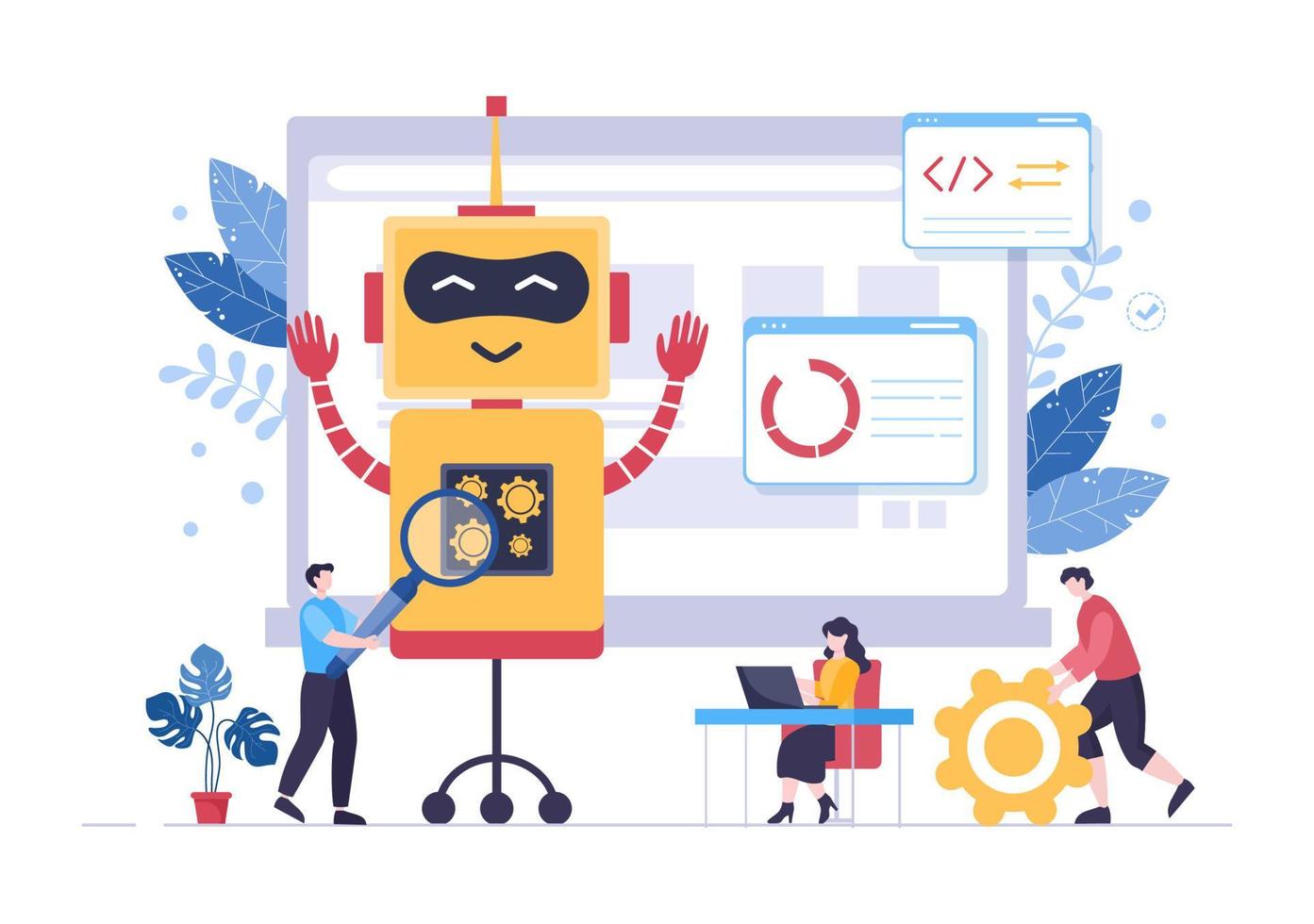 concepto de ingeniería y tecnología de cerebro digital de inteligencia artificial con datos de programador o sistemas que se pueden configurar en un contexto científico. ilustración vectorial vector