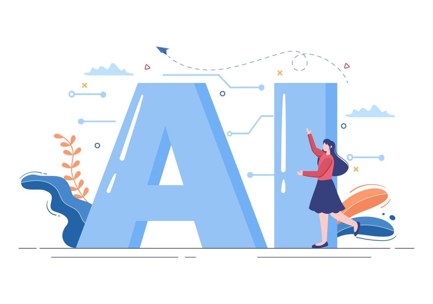 Artificial Intelligence Digital Brain Technology and engineering Concept With Programmer Data or Systems that can be set up in a Scientific Context. Vector Illustration