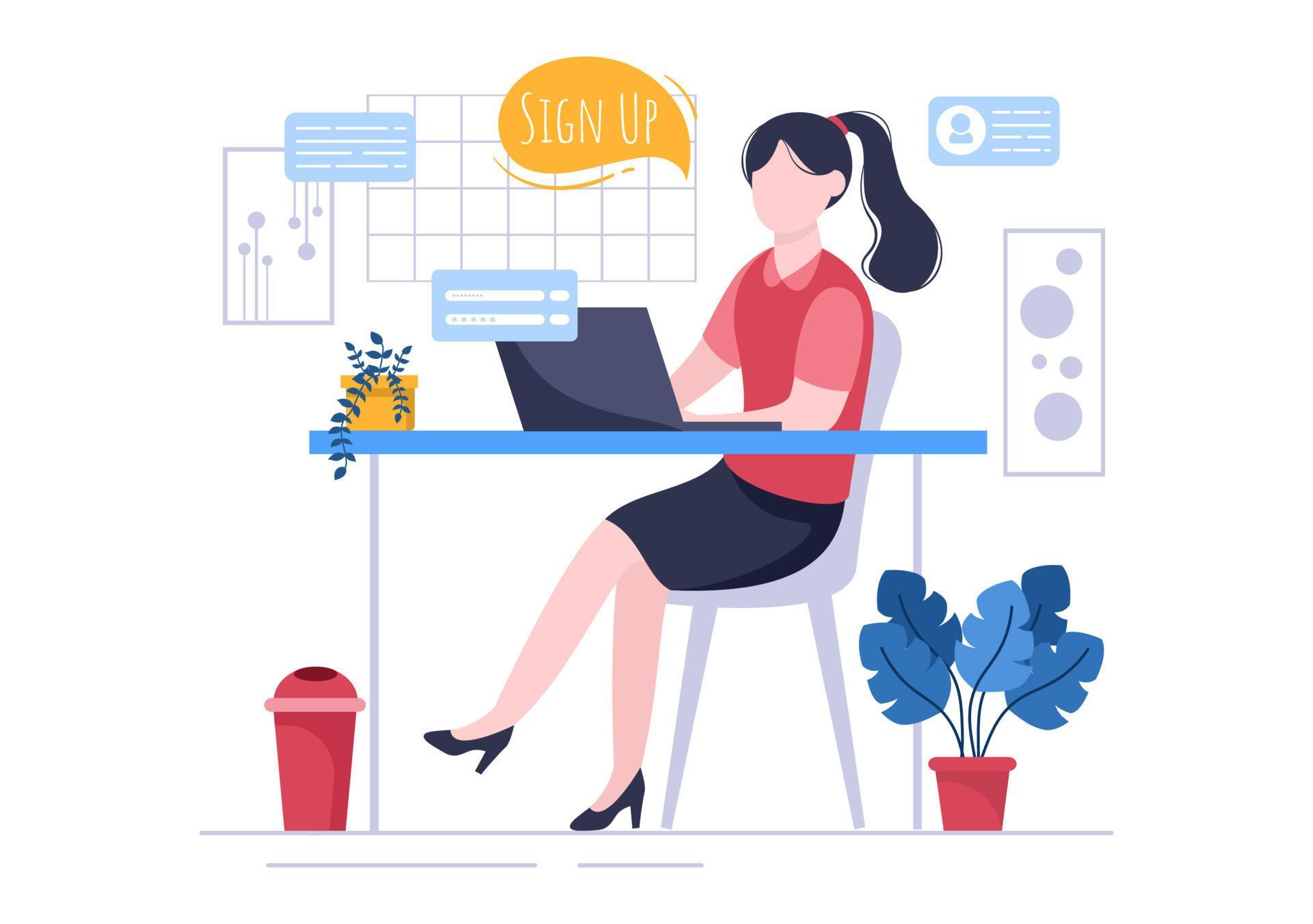 Online Registration or Sign Up Login for Account on Smartphone App. User interface with Secure